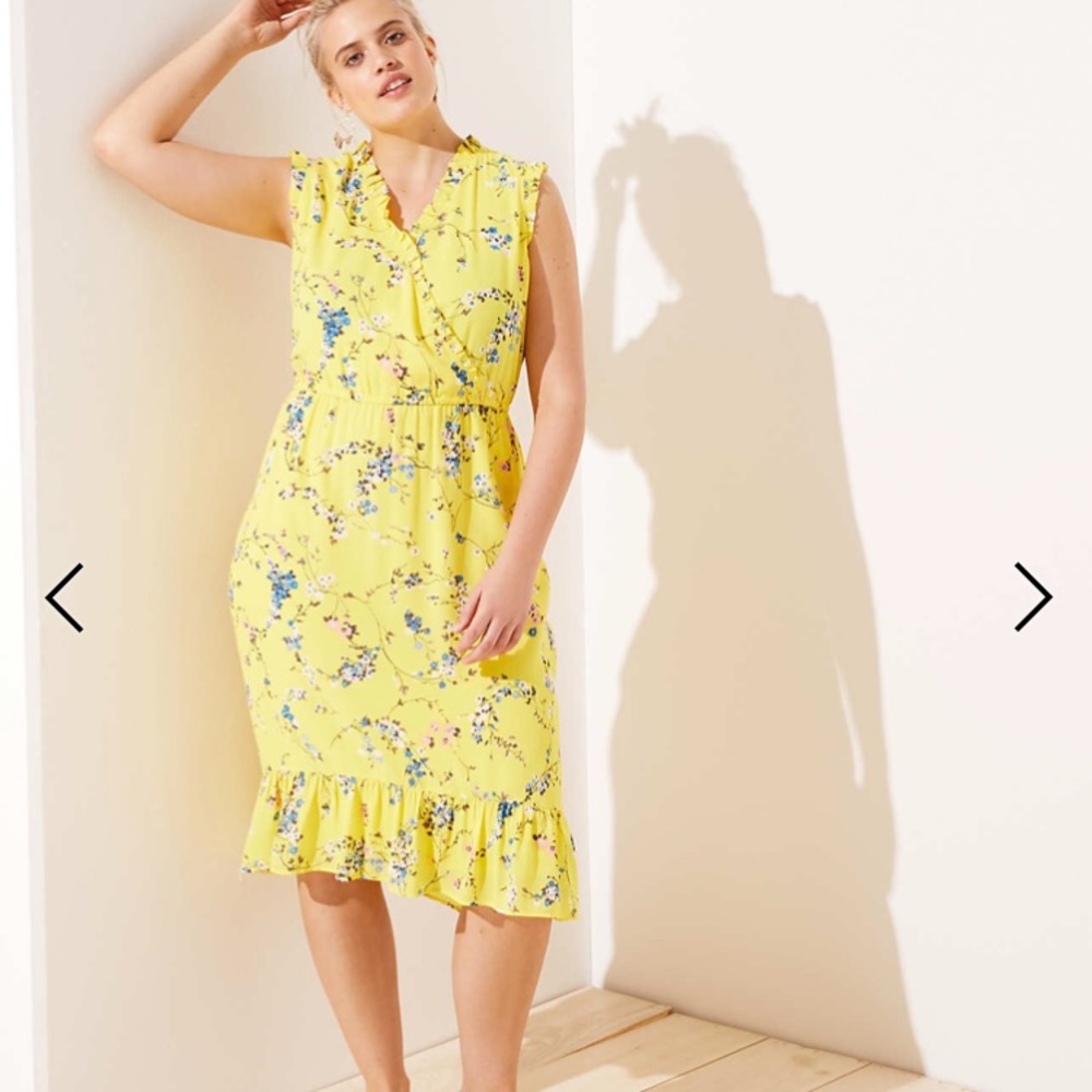LOFT Plus Floral Ruffle Flounce Dress NWT